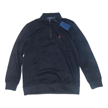 Black quarter-zip sweater