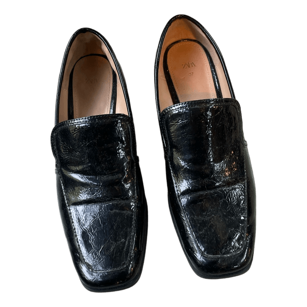 Zara black patent loafers