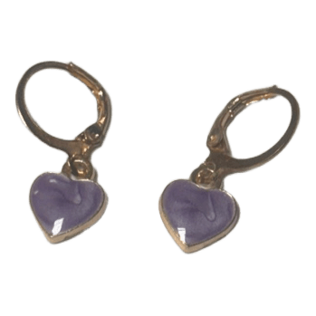 Purple heart earrings