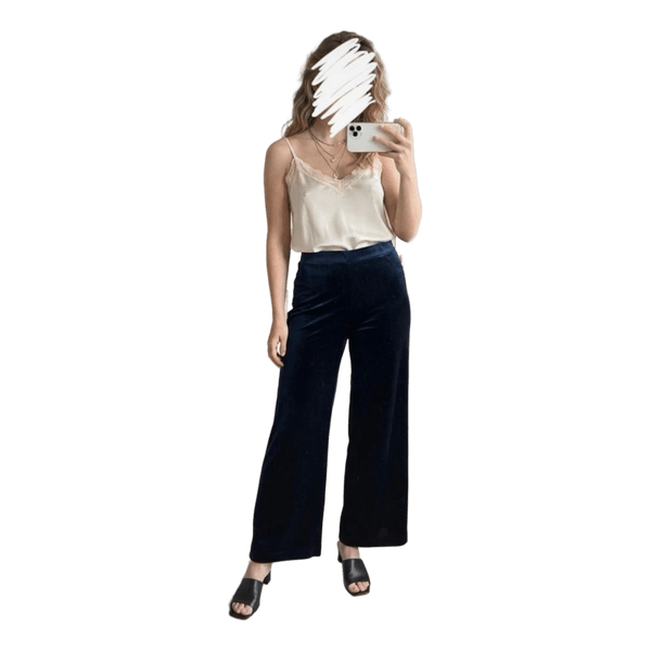Navy blue velvet trousers