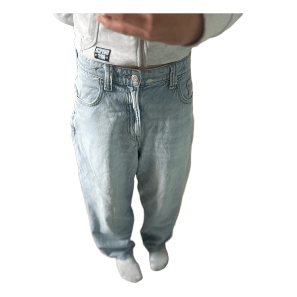 blue baggy barrel jeans