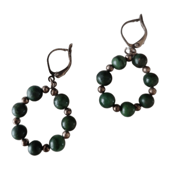 Natural Jade and Sterling Silver  Handmade Earrings 
