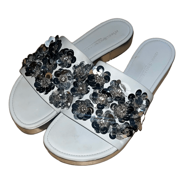 White sequin sandals