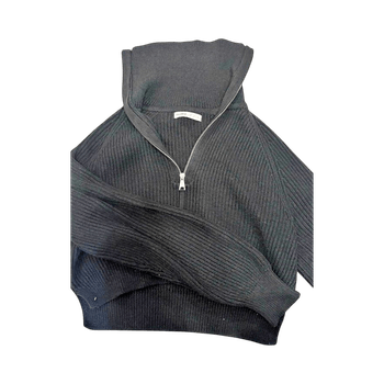 Black ribbed half-zip sweater