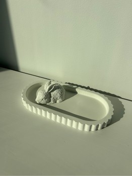 Decorative handmade bunny and tray