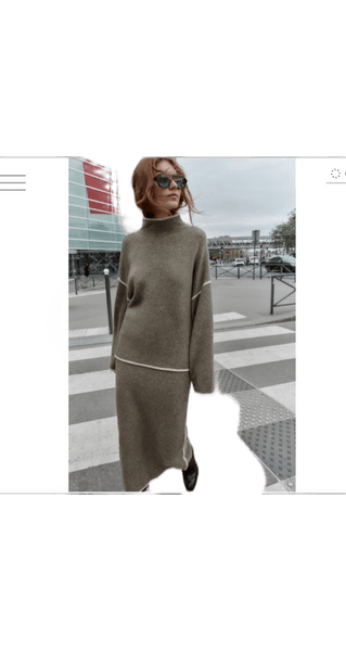 Zara Stickad tröja med kontrastkant