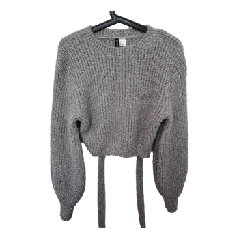 Grey metallic tie-back sweater
