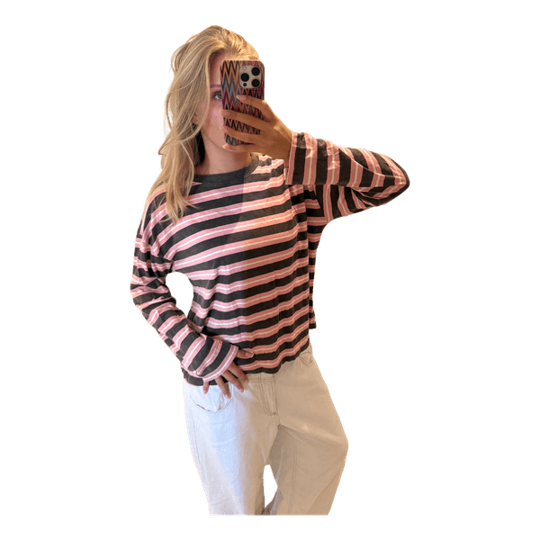 Stribet langærmet t-shirt