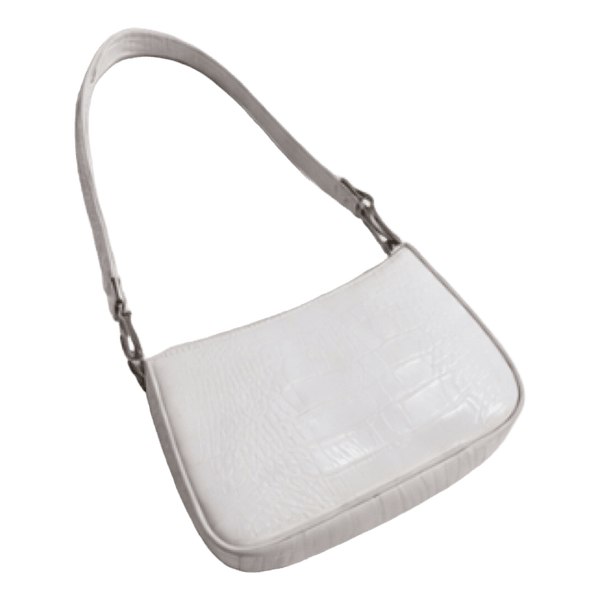 White crocodile embossed shoulder bag