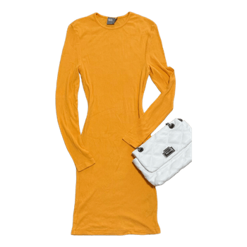 Orange ribbed mini dress