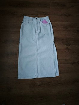 White denim midi skirt