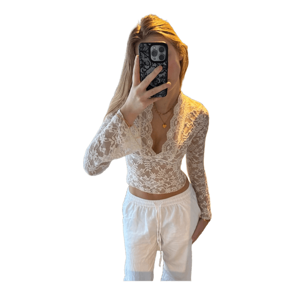 Hvid blondetop