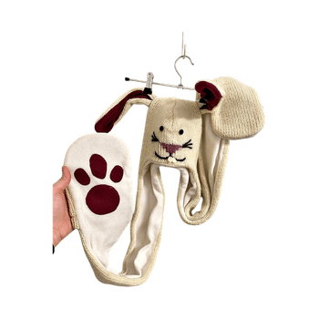 Knit woolen bunny scarf with paws
