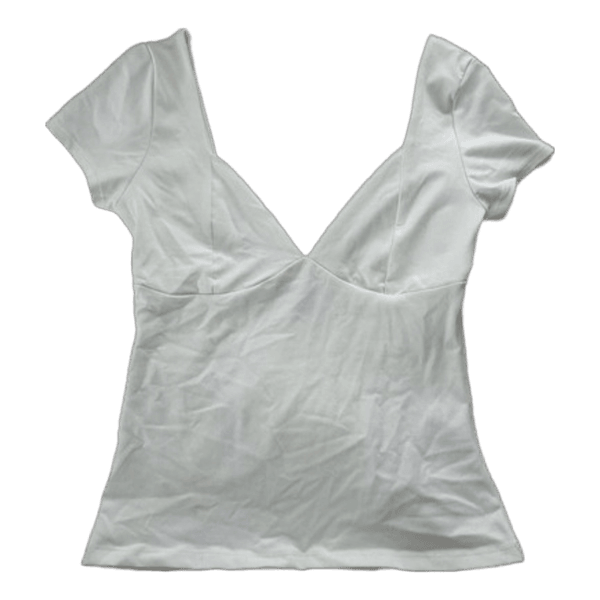 White V-neck top