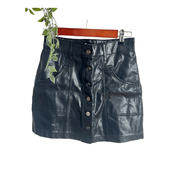 Black faux leather skirt