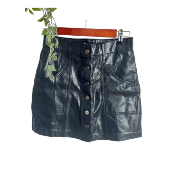 Black faux leather skirt