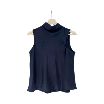 Sleeveless navy high-neck top