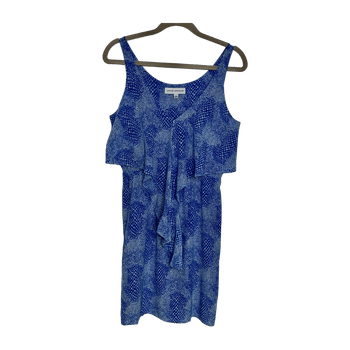 Sininen silkki mekko eläinprintti S