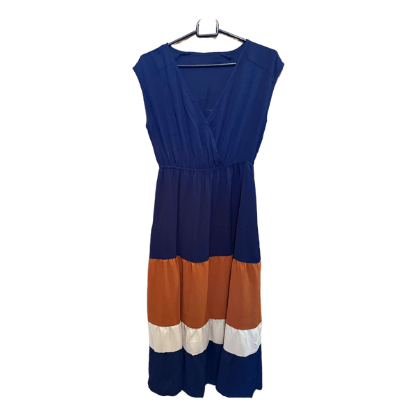 Blue colorblock maxi dress