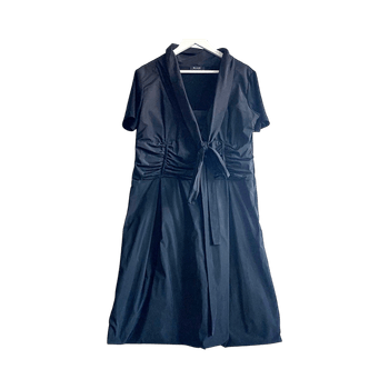 Sand Copenhagen Black Cocktail Dress M L Tie Front Scandi Babydoll