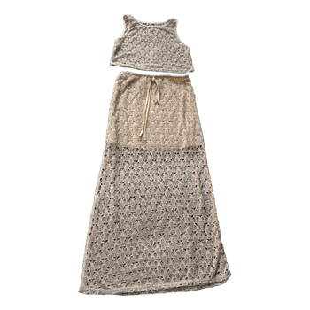 Beige crochet two-piece set