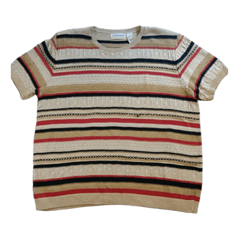 Alfred Dunner Naisten Raidallinen Neule - Retro - XL/2XL - Made in USA