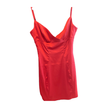 Red satin mini dress