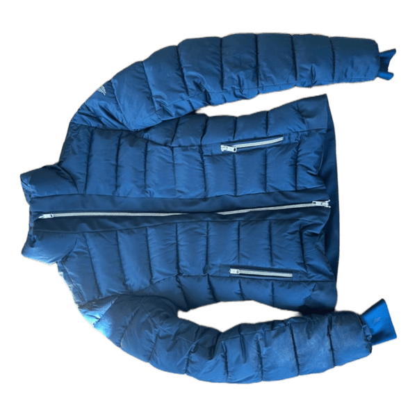 Blue quilted puffer jacket