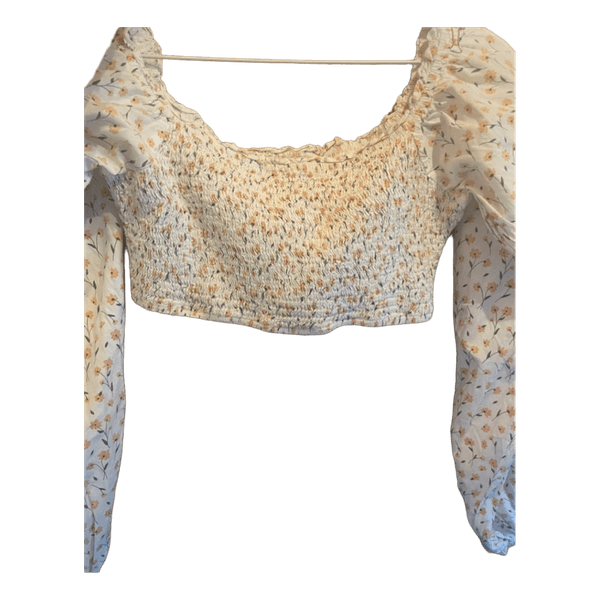 Blomstret smock crop top