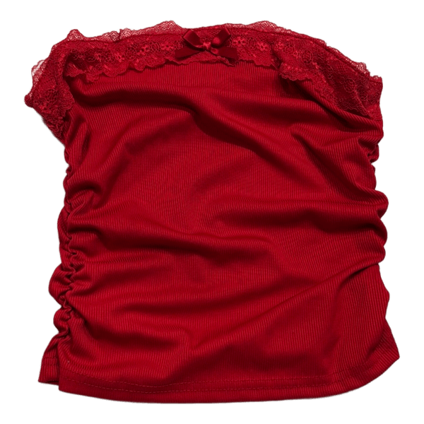 Red ribbed tube top