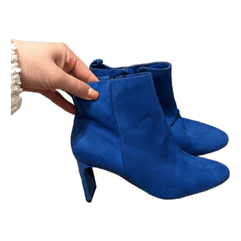 Blue suede ankle boots