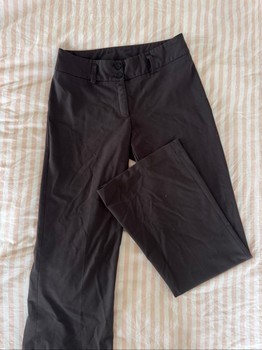 Dark brown straight leg trousers