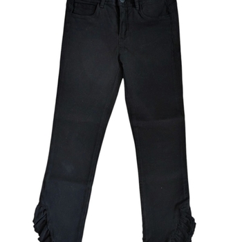 Black ankle jeans with ruffle hem