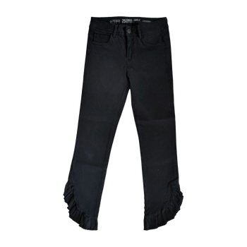 Black ankle jeans with ruffle hem