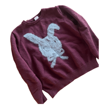 Burgundy rabbit knit sweater