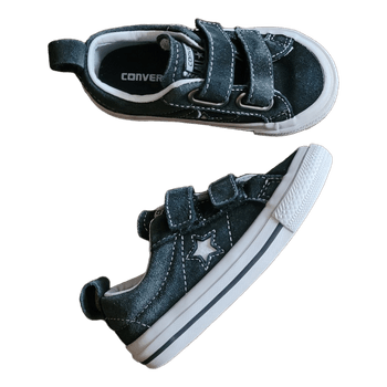 Black leather baby sneakers