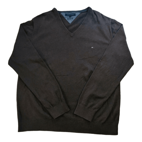 Tommy Hilfiger Miesten Neule - Puuvilla-Kashmir - Tummanruskea - XL/XXL