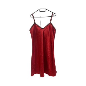 Red satin slip dress