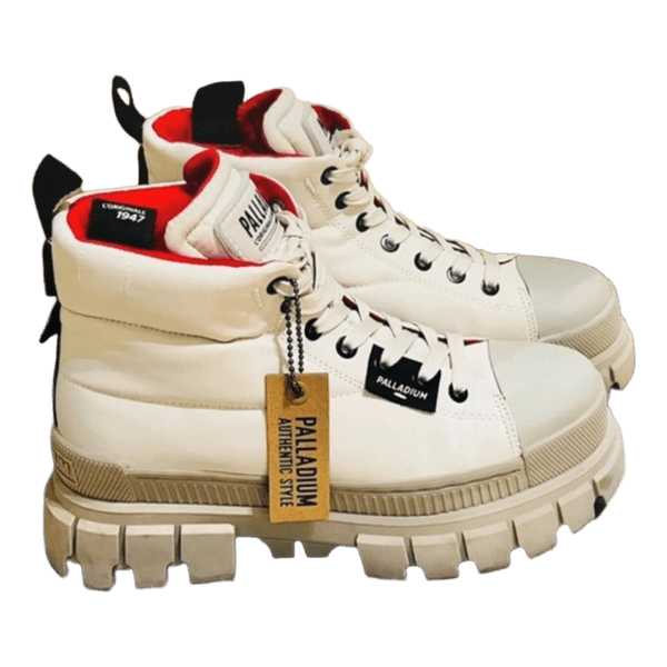 White Palladium platform boots