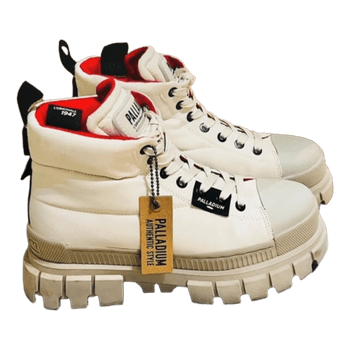 White Palladium platform boots