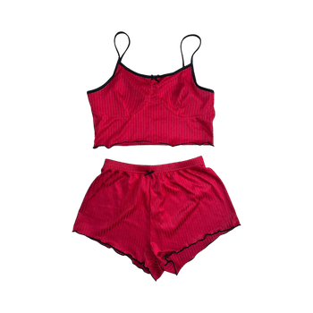 Red sleepwear shorts set