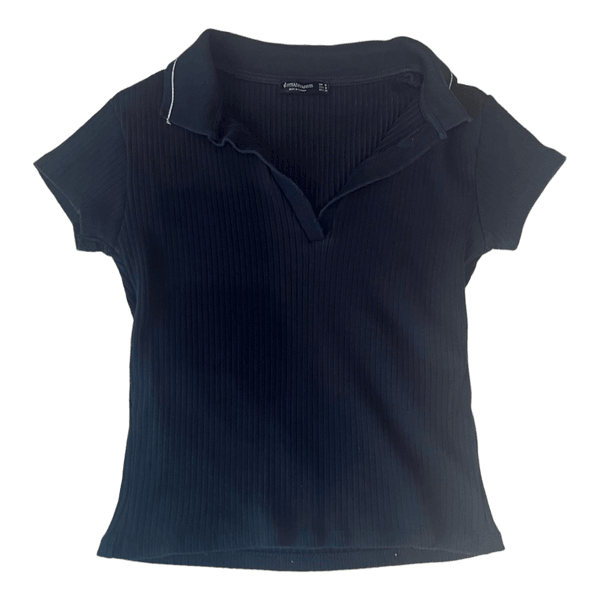 Black ribbed polo top