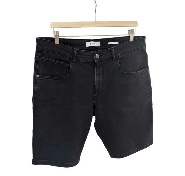 Black denim shorts