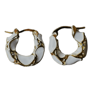 Gold white enamel hoops