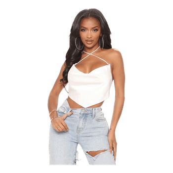 Valkoinen satiininen toppi