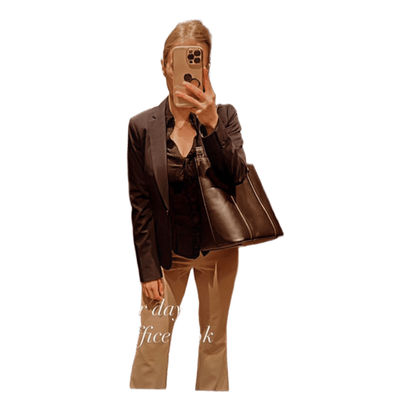Beige flared trousers for office