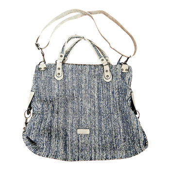 Blue woven handbag