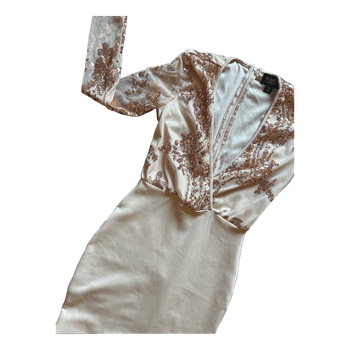 Beige sequin midi dress
