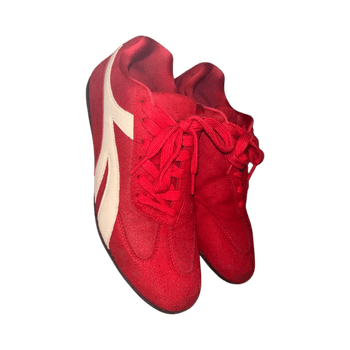 Red suede sneakers