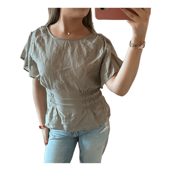 Beige kortärmad blus H&M